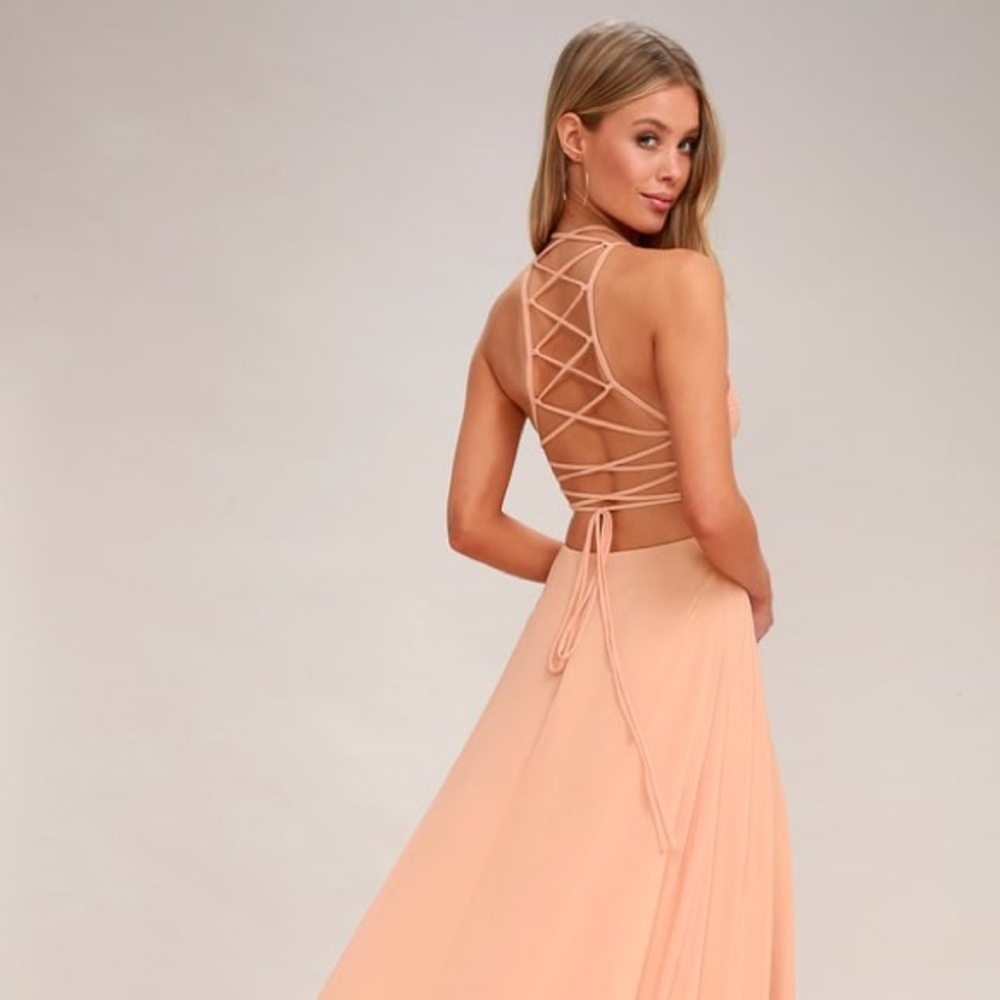 Strappy blush maxi dress